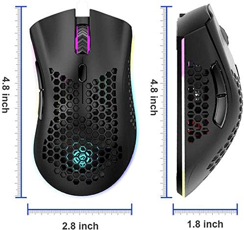 Lightweight Gaming Mouse,Rechargeable Wireless Gaming Mouse with USB Receiver RGB Backlight Computer Mouse for Laptop PC