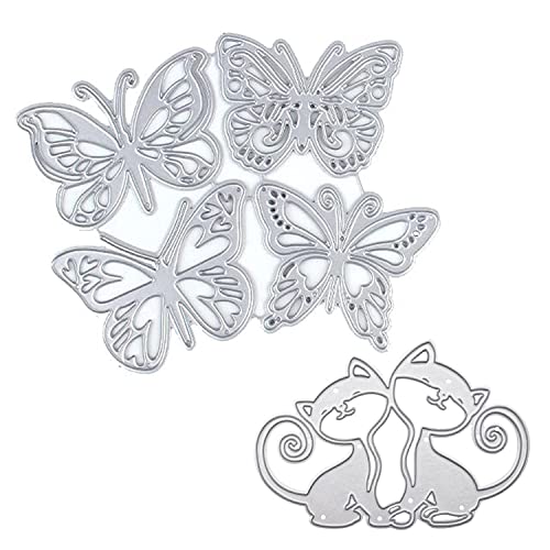 RoadLoo - Lot de 6 pochoirs de gaufrage en métal - En forme de papillon - Matrices de découpe pour cartes Cover