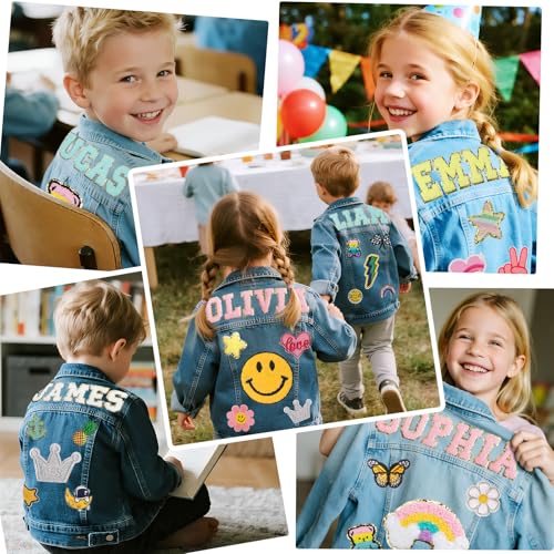 Personalized Kids Denim Jacket with Names, Back to School Outfits, Custom Jean Jacket for 1-8 Year Old Girl Gifts3