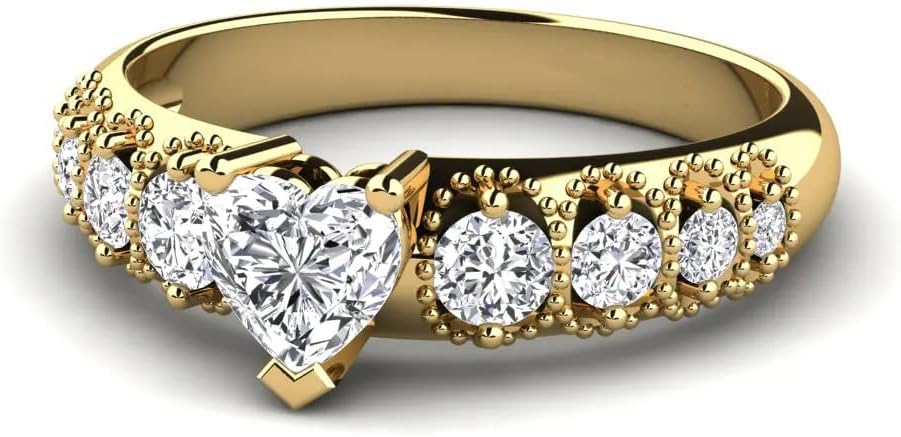 925 Sterling Silver/10K/14K/18K Gold 2.01 Carat(ctw) Heart-Cut Moissanite Wedding Engagement Ring,Custom Engagement Ring,Wedding Bands Promise Anniversary Ring for Women, Size 4-12