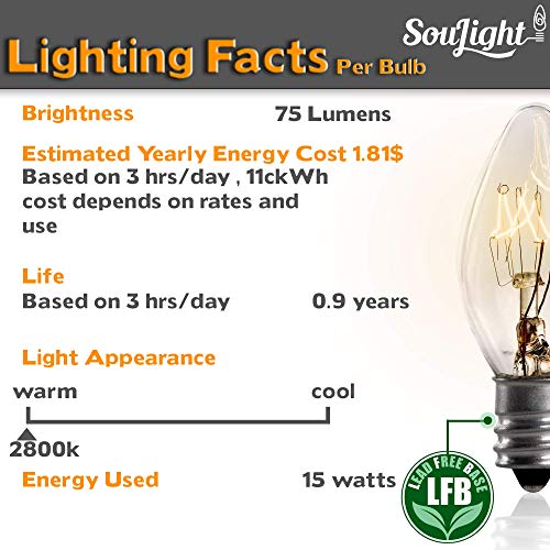 Salt Rock Lamp Bulb 10 Pack + 2 Free 15 Watt Replacement Bulbs For Himalayan Salt Lamps & Baskets, Chandeliers, Scentsy & Wax Warmers, Night Lights. Incandescent E12 Socket With Candelabra Base, C7 #TOP6