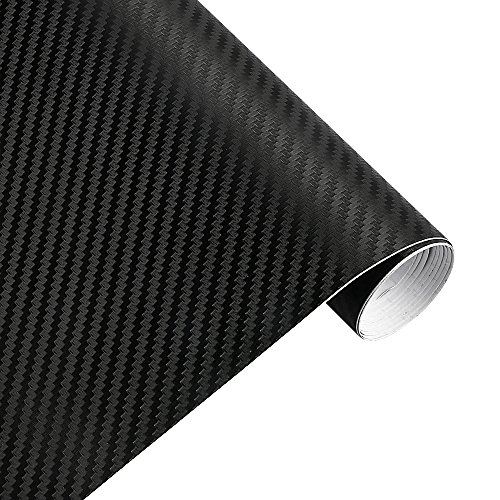 Karlor 3D Carbon Fiber Vinyl Film Car Wrap Sticker 5ft x 1ft Sheet Roll Black Interior DIY 12 Inch x 60 Inch (Black)
