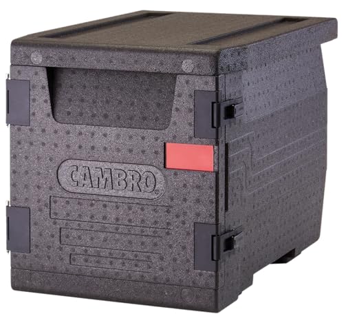 Cambro GoBox Insulated Lightweight Thermal Hot Box and Food Pan Carrier (EPP300 - Holds Three 4 Inch Pans) - Hotbox and Food Warmer for Catering & Transport - Front Load (Gray)
