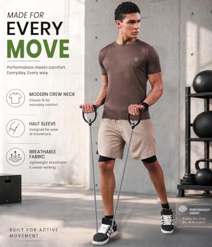 Image of CHKOKKO Gym T Shirts for Men Workout Activewear Solid Quick Dry Sports Tshirt for man Breathable Lightweight Half Sleeve Regular Fit Round Neck Running Boys T Shirt