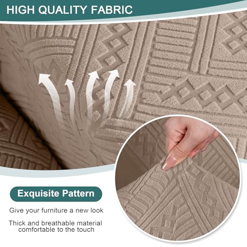 Image of Ruaozz Recliner Sofa Covers Recliner Chair Covers Loveseat Recliner Slipcovers with Pockets Washable Furniture Protector with Elastic Bottom (2 Seater, Khaki)