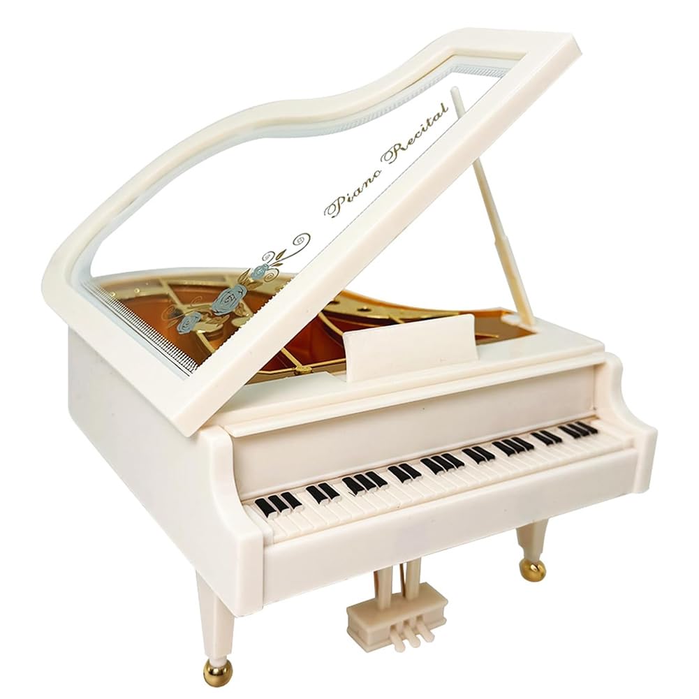 Baeroprki As Shown Piano Music Box, White Clockwork Mechanical Musical Boxes, Classical Music Box For Birthday Gift Or Desktop Decor