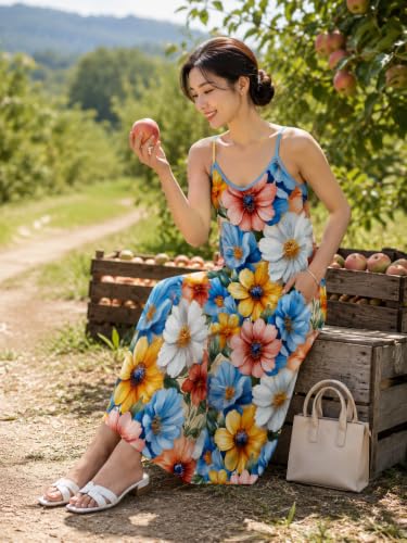 Image of SUZONANA Women Plus Size Summer Maxi Dress Spaghetti Strap Loose Sundress