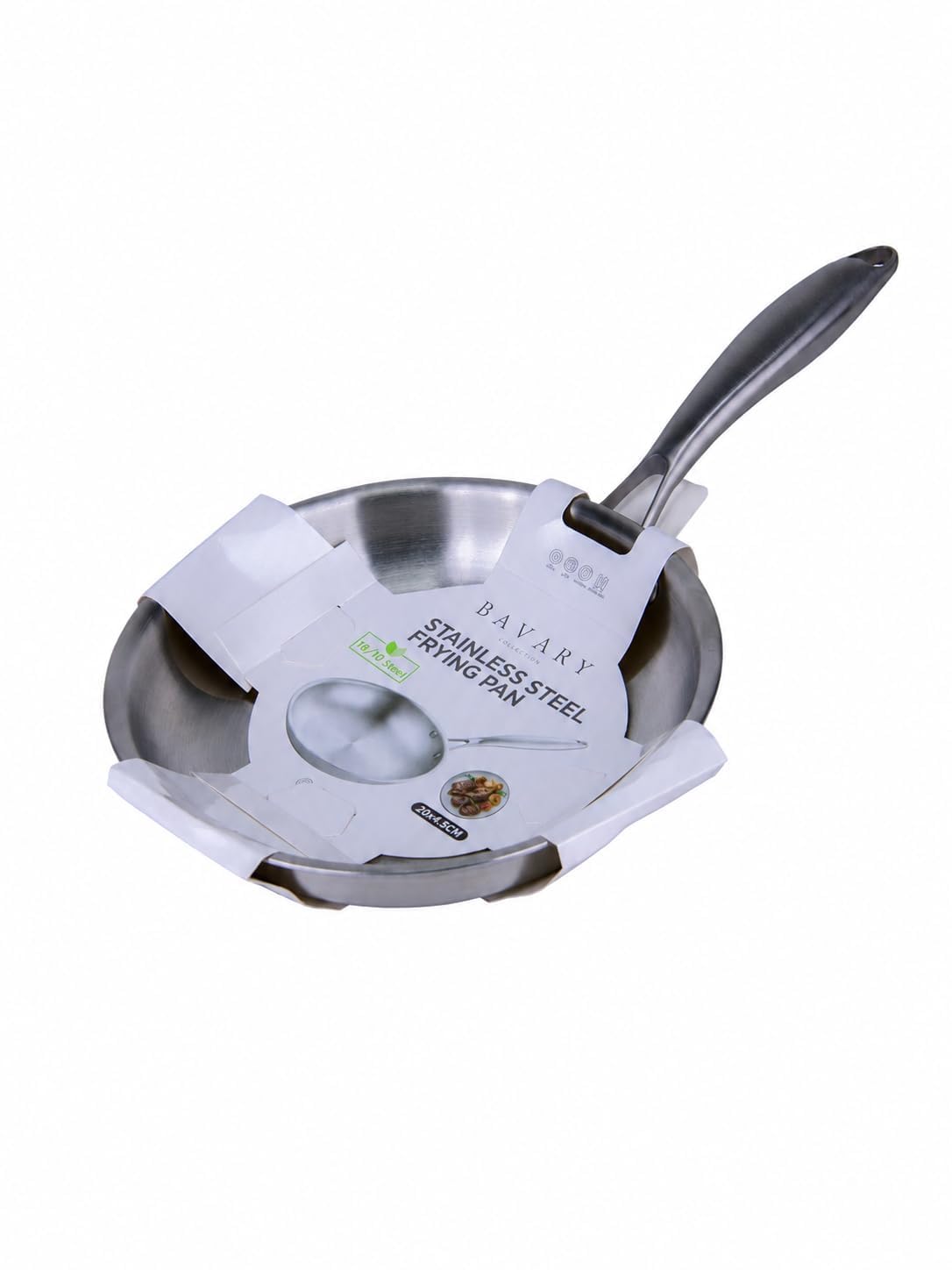 BAVARY 18/10 Stainless Steel Frying Pan 20cm - Stainless Steel Pan - Uncoated Induction Frying Pans - 20cm Frying Pan Compatible with Gas and All Hobs - Dishwasher-Safe - PFAS-Free Small Frying Pans
