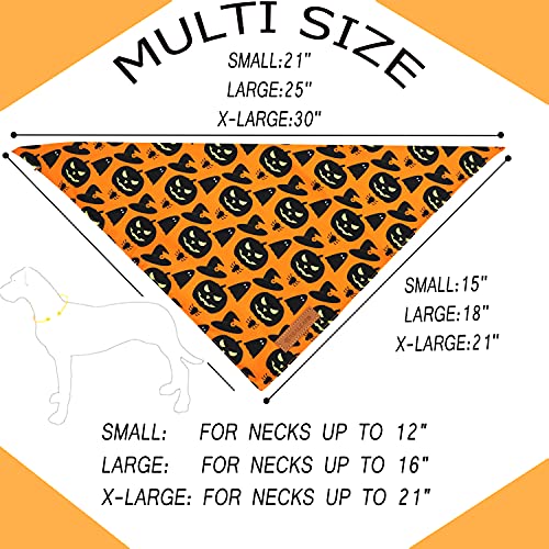 Realeaf Halloween Dog Bandanas 2 Pack, Pumpkin and Spider Web Bibs, Triangle Reversible Fall Pet Scarf, Premium Durable Fabric, Adjustable Fit (X-Large) - Image 2