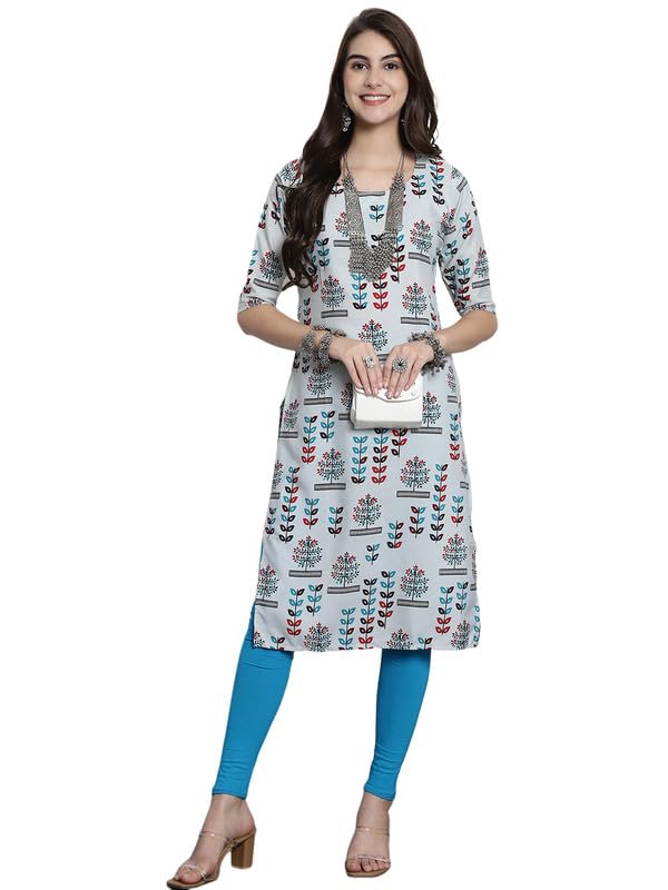 Pinkmint Women's Crepe Printed Straight Kurti ll Traditional Kurti ll Festival Kurti