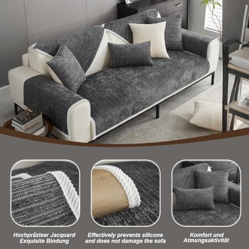 Bettschlange Sofa Überzug, Couch Überzug L Form 1/2/3/4 Sitzer, Sofa Cover Sofabezug Ecksofa rutschfeste Sofaschoner… – Ansicht 2