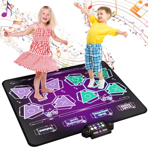 Jasonwell Joyvalley Kids Dance Mat Toys - 2-Player Dance Pad Gifts for Girls Boys Toddlers 3 4 5 6 7 8 9 + Year Old Electronic Dancing Mat Floor Games Toy with Music Light Christmas Birthday Gift (Pur