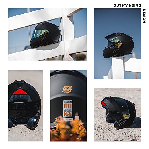 Image of HAX Modular Flip-Up Dual Visor Motorcycle Helmet Adult DOT /ECE Approved | Lightweight, Comfortable, and Stylish Helmet for Men and Women - Amatista Series Matte Black S