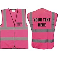 Brook Hi Vis - Stand Out Safely: Personalized Pink High Visibility Vest, Durable Polyester, Reflective Vinyl Banding - Size Large (40-42\")