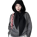 [ジクセイン] RZFZ 【帽子×マフラー一体型】バラクラバ ニット帽 レディース 秋冬 防寒 フードマフラー 厚手 保温 小顔効果 通勤 通学 おしゃれ (ブラック)