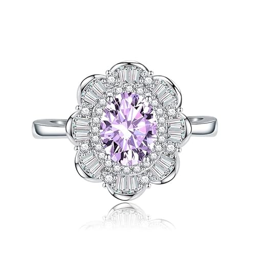Bague Mariage Femme, Bague Violette Femme Bague Vintage Femme Bague Cuivre with Ovale Zirconium Cadeau Sympa Femme Cover