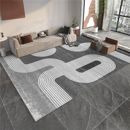 Tapis de salon gris 130x190 cm à poils courts lavable et pas cher - 2