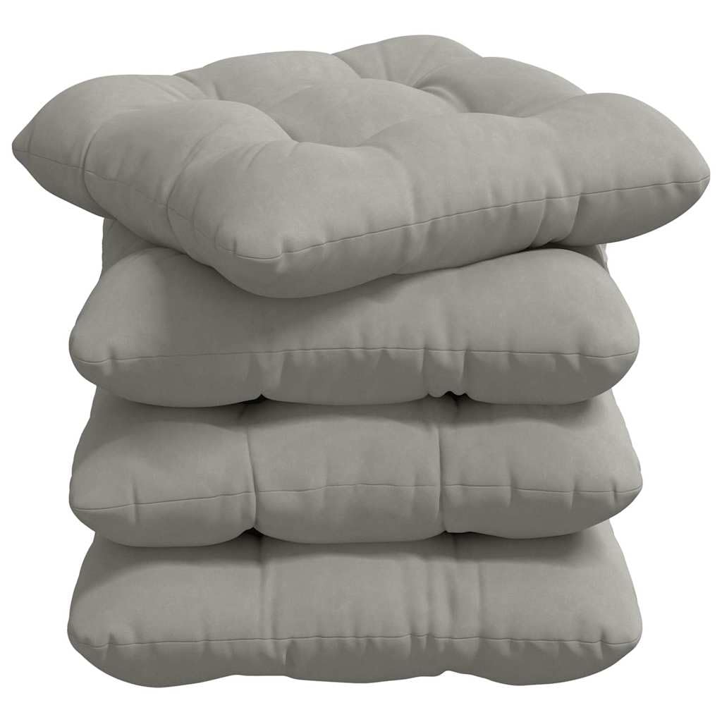 4er Set Sitzkissen Hellgrau 45x45 cm Mikrofaser Stuhlkissen | Vierteiliges Kissen-Set aus pflegeleichter Mikrofaser für gemütliche Stunden im Esszimmer und Home Office.