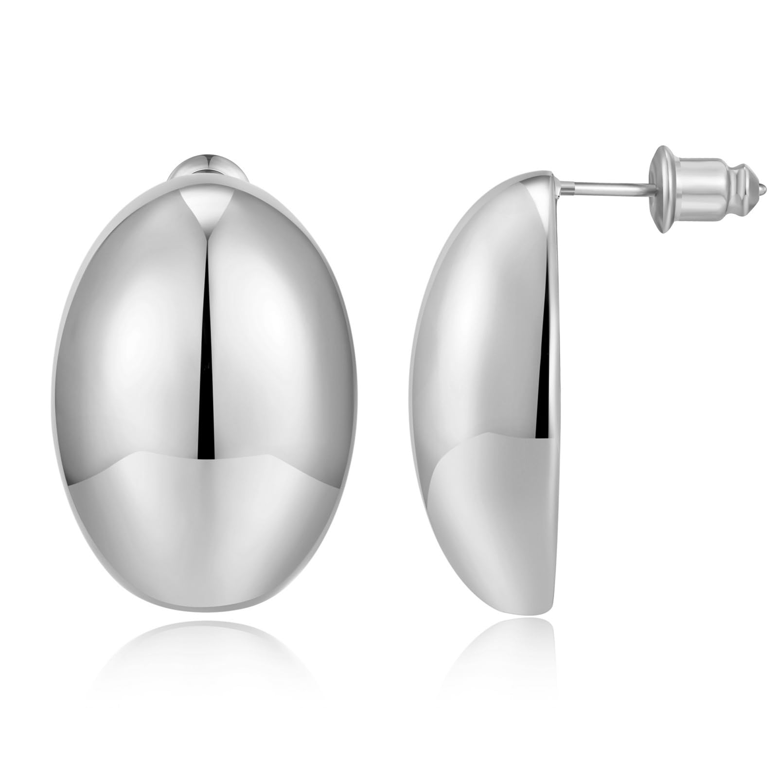 MUYAN Chunky Thick Earrings for Women,Gold Silver Polished Earrings Lightweight Everyday Jewelry Gifts