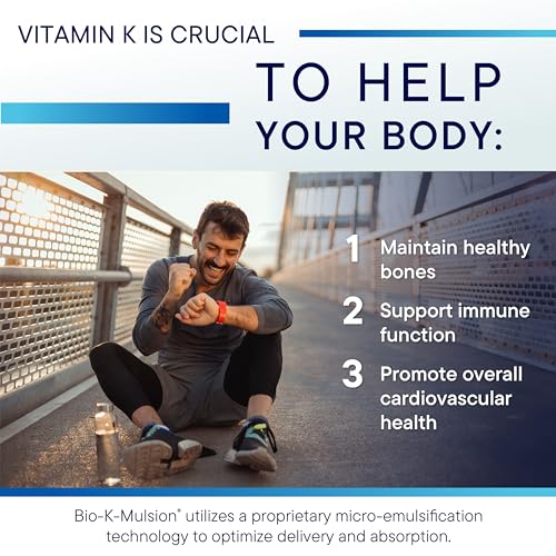 biotics research bio k mulsion liquid vitamin k drops - 500 mcgs - vitamin k1 phytonadione for adults - vit k supplement - strong bones heart health blood clotting support 1 fl oz