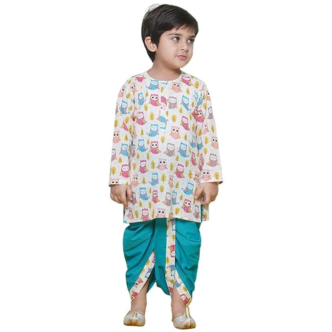 Image of AJ DEZINES Kids Ethnic Wear Pure Cotton Dhoti Kurta Set For Boys