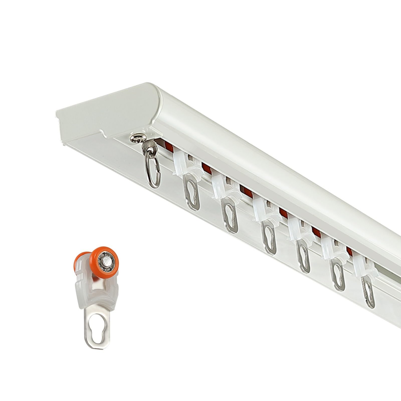 Aluminium Gardinenschiene Deckenmontage 1-läufig Vorhangschiene Innenlaufschiene 1-6m Gardinenstange Mit Stummen Rollen Für Schiebevorhänge, Gardinen Und Vorhänge(White,3.7m(12.1ft))
