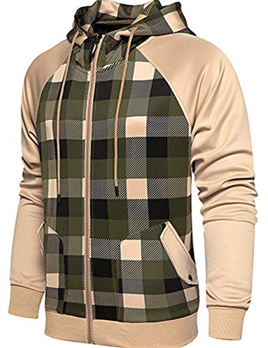 GLESTORE - Sudadera con capucha para hombre T1-Khaki XL