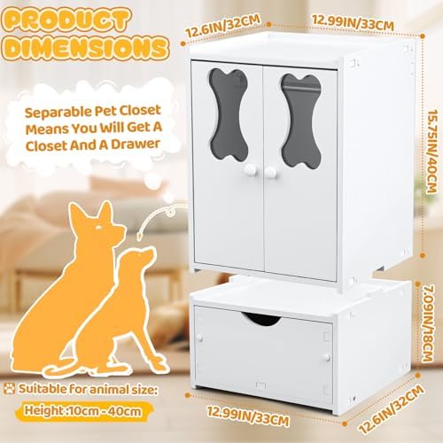 Haustier-Kleiderschrank Organizer mit Türen Teleskop-Hängestange für Hund Katze Spielzeug Kleidung