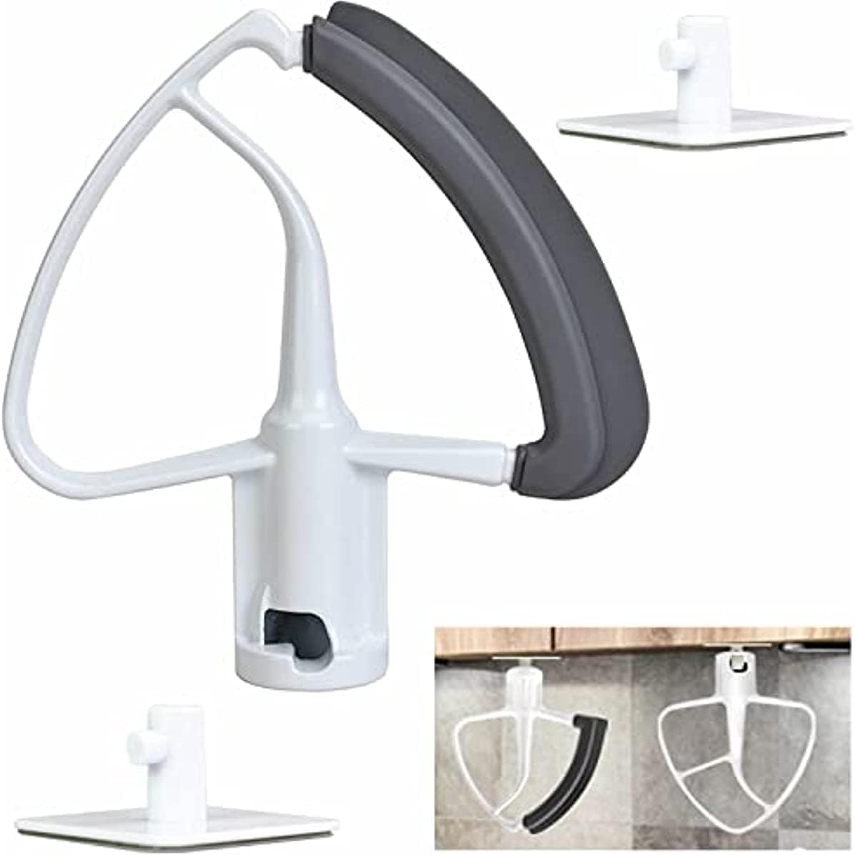Flex Edge Beater for KitchenAid Mixer 4.5-5 QT Tilt-Head Stand Mixer Attachments with 2Pcs Flex Edge Beater Holders, Mixer Paddle with Flexible Silicone Edges Bowl Scraper(All 3Pcs)