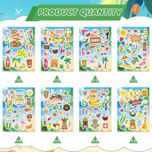 471Pcs Summer Stickers, Self Adhesive Hawaii Tropical Sticker Summer Pineapple Sun Beach Stickers for Scrapbooks Envelopes Cards Gifts Crafts Party Favors Class Rewards - image 6
