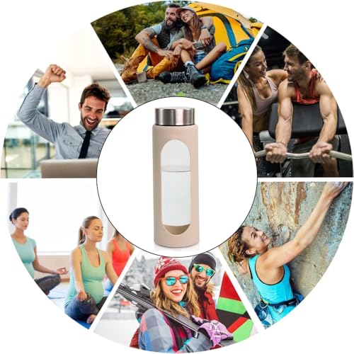 Image of Glassbunny 500ml Glass Water Bottle with Silicone Sleeve, BPA Free, Leak-Proof Stainless Steel Lid, Reusable Drinking Bottle for Hot & Cold, Ideal for Hiking Travel Gym & Office