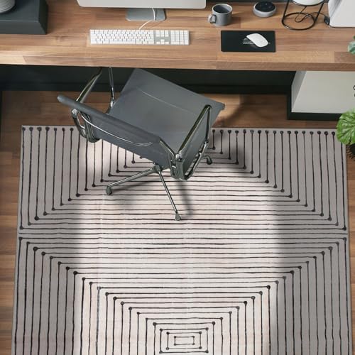 Rugshop Marbella Bohemian Stripes Washable Non Slip Area Rug 3' x 5' Beige