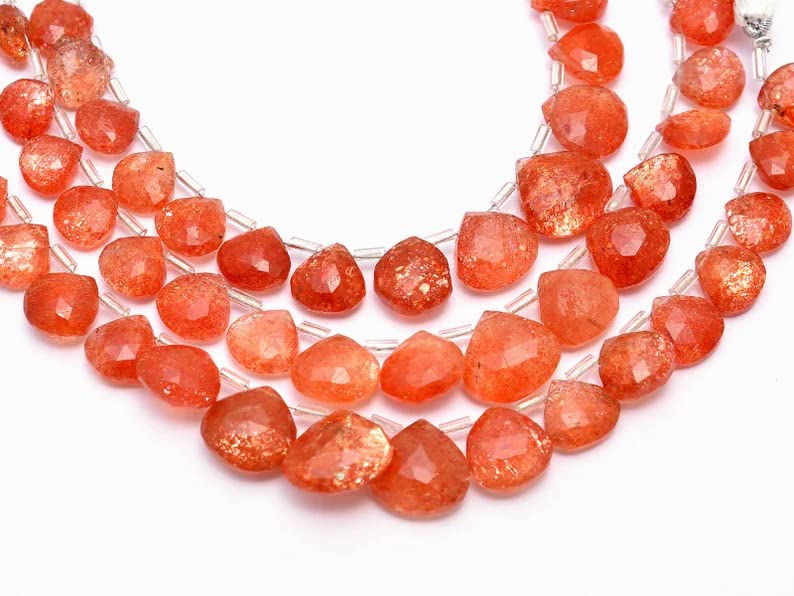 Perles cœur pierre de soleil naturelle pour créer un cadeau artisanal unique