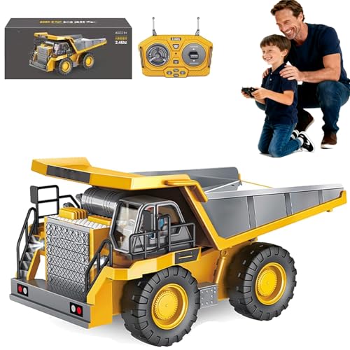 2026 Construction Rc Set Of 4, 2026 New Excavator Trucks with Cool Lights and Sounds, Complete Control Over The Construction Site, Alloy + Plastic Material, 2.4ghz Remote, 360 Rotation (Dump Truck)