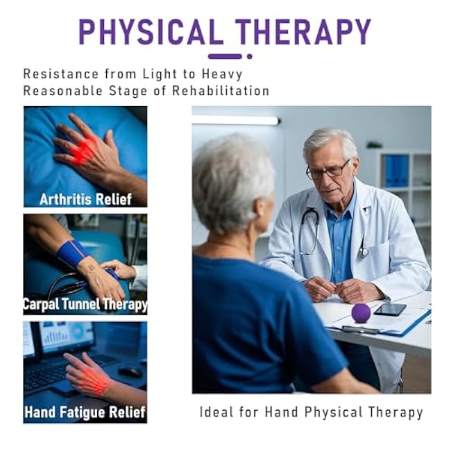 3 Pack Stress Balls for Adults, Squeeze Balls for Hand Therapy, Hand Strengthening Devices with Different Resistance Levels for Finger Forearm Wrist Exercise Relaxation and Pain Relief