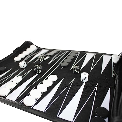 Backgammon de voyage noir 33 cm mallette jeu de société traditionnel compact - 7