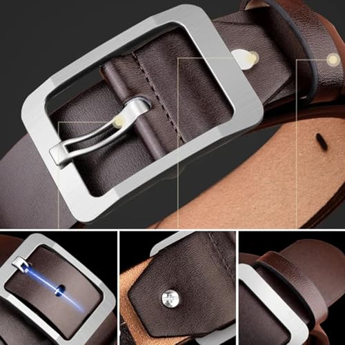 Men's Luxury Leather Belt With Pin Buckle - Stylish Waist Strap For Jeans, 47.2in/120cm4