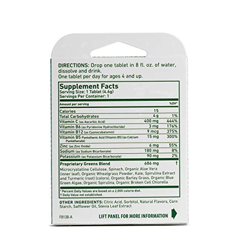 8Greens Effervescent Super Greens Dietary Supplement - 8 Essential Healthy Real Greens in One (1 Tablet/Single Serve Sachet) - Thumbnail 2