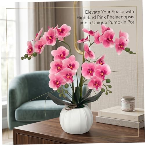 Orquídeas artificiales lujosas en maceta de diseño interior 5