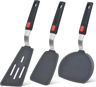 Beijiyi Silicone Spatula Set of 3: 600°F Heat Resistant Turners for Nonstick Pans, Flexible Sturdy BPA-Free for Eggs Pancakes Burgers