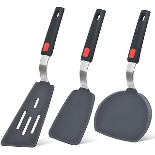 Silicone Spatula Turner Set of 3, Beijiyi 600°F Heat Resistant Cooking Spatulas for Nonstick Cookware, Large Flexible Kitchen Utensils BPA Free Rubber Spatula Set for Egg, Pancake, Fish, Burger - Amazon product rated Grade A