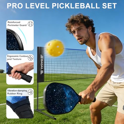 Image of BAGAIL Badminton Net, Height Adjustable Kids Volleyball Net, Foldable Nylon Net 10 ft /14ft /17ft Wide, Tennis Net, Small Pickleball Net for Backyard Game and Indoor Outdoor Use, Easy Setup