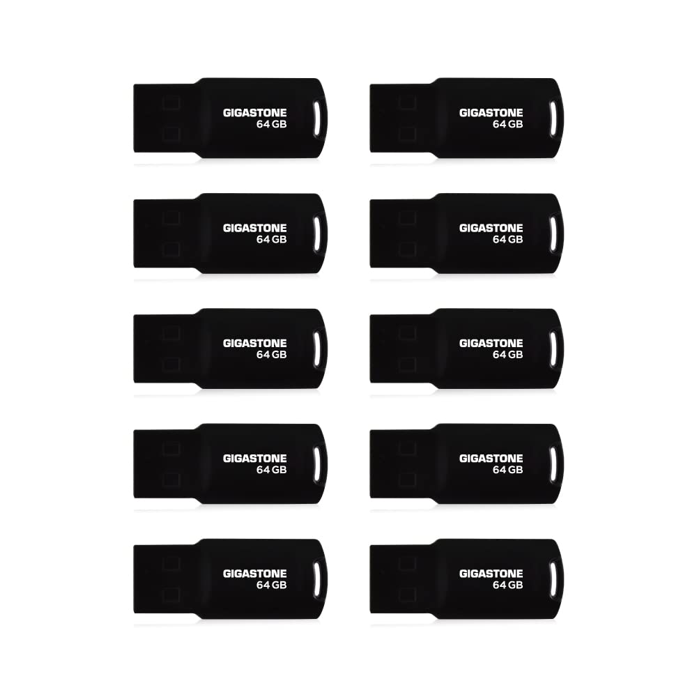 Gigastone Chiavetta USB 64 GB Set da 10, V70 USB 2.0 Memorizzazione dei dati Serie, design portachiavi, compatibile con interfaccia USB 2.0
