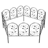 Outsunny Gartenzaun Zaun aus Metall 80 x 60 cm Dekorativer Gitterzaun Set Hundezaun Oberbogen Zaun Landschaftszaun für Garten Blumenbeete Tierbarriere Außenbereich Schwarz
