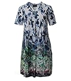 piu piu kleider 2018 Rundhals-Ausschnitt Sempre piu Sommerkleid Damen lang große Größen mit Jacke Blumenmuster Blau Damenkleid Kleid lang Stretch 46 48 50 52 54 56 58 60, Größe:54