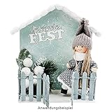 Ideen mit Herz Mini-Holzzaun | 90cm lang | zuschneidbar | kleiner Zaun zum Basteln & Dekorieren | Miniatur-Zaun für Modellbau, Puppenhaus, Terrarium, Garten, Blumentopf (Design 2 | 5cm hoch | natur)