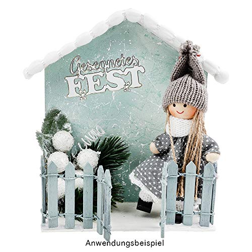 Ideen mit Herz Mini-Holzzaun | 90cm lang | zuschneidbar | kleiner Zaun zum Basteln & Dekorieren | Miniatur-Zaun für Modellbau, Puppenhaus, Terrarium, Garten, Blumentopf (Design 2 | 5cm hoch | natur)