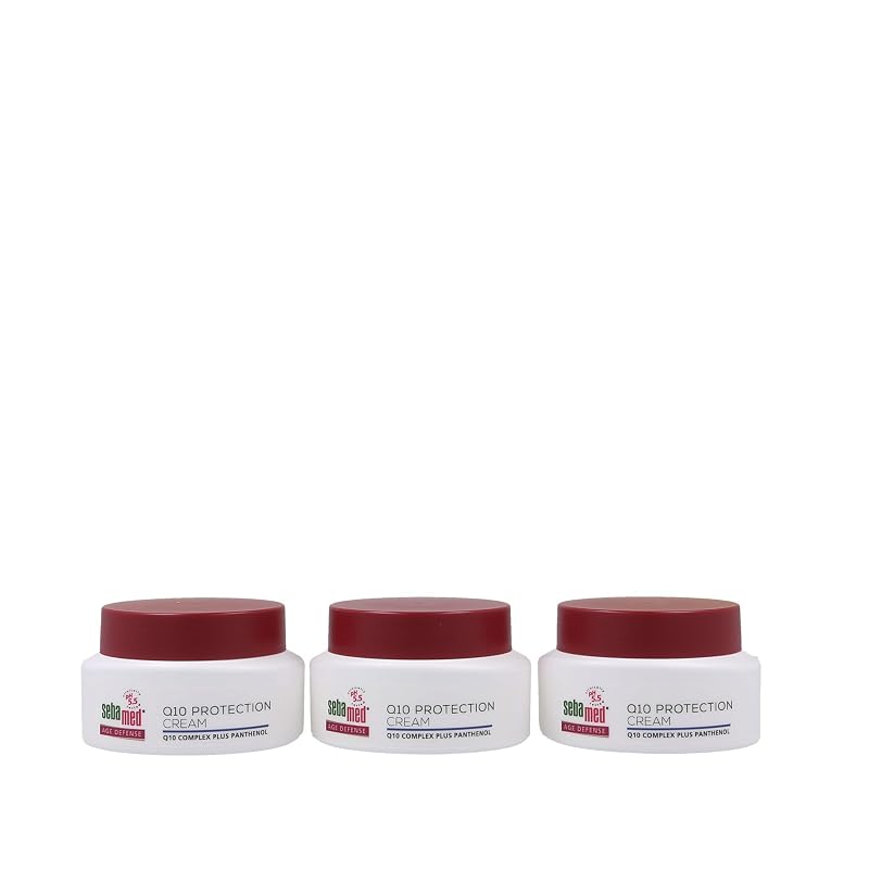SEBAMED Creme Hidratante Facial e para o Pescoço Q10 com pH 5,5, Pacote com 3 unidades de 50 mL