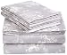 Pinzon Cotton Flannel Bed Sheet Set - Queen, Floral Grey