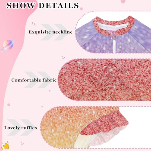 CHIFIGNO Girls Swimsuits One Piece Quick Dry Rash Guard Zipper Swimwear, Purple Red Yellow Gradient 3T4